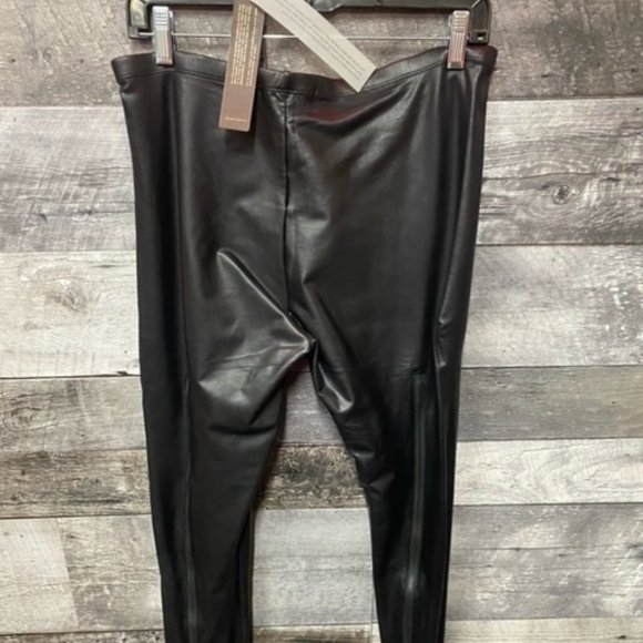 SUPERTRASH Black Wet Look Faux Leather Letters Leggings NWT Size XL - Picture 2 of 6